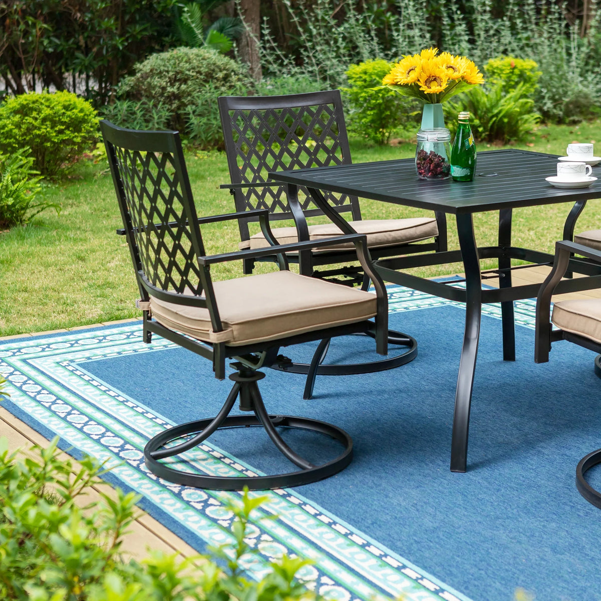 5-Piece Patio Dining Set with 4 Swivel Chairs & Square Table S379607