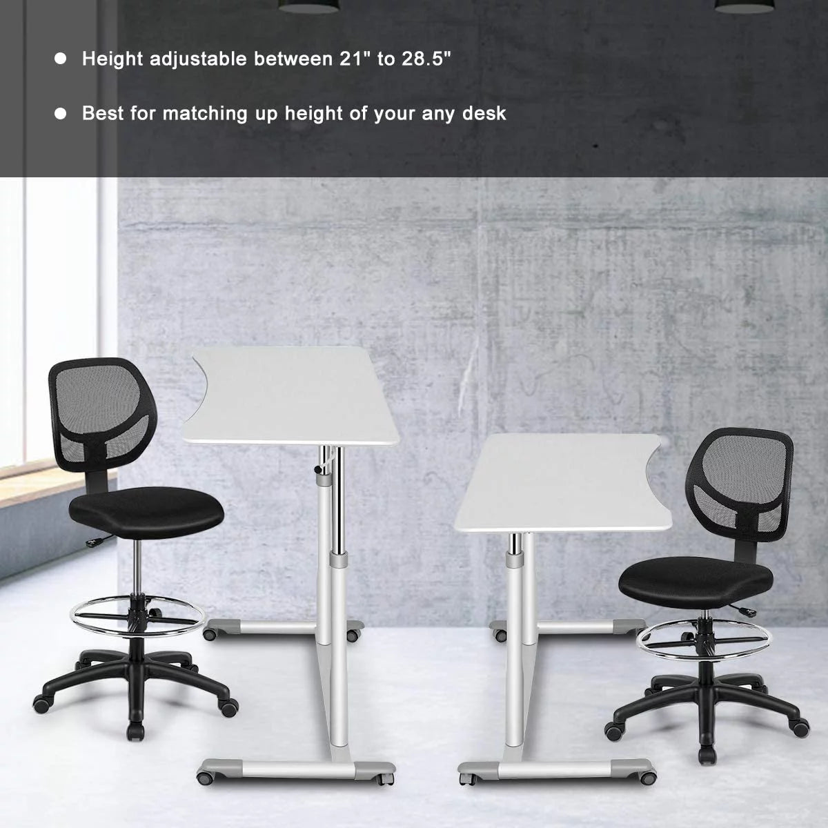 Black Mesh Drafting Chair with Footrest Ring F51659