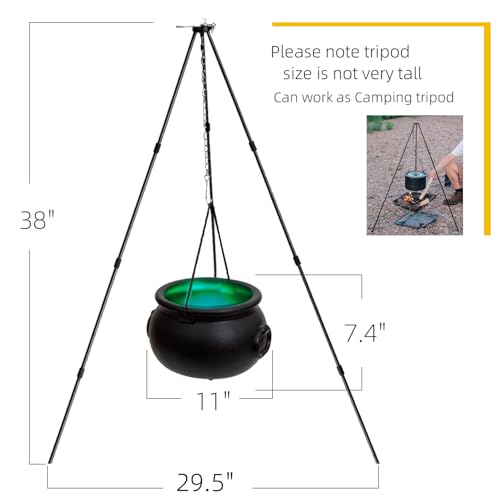 Large Witches Cauldron on Tripod with LED Light Candy Bowl E4761