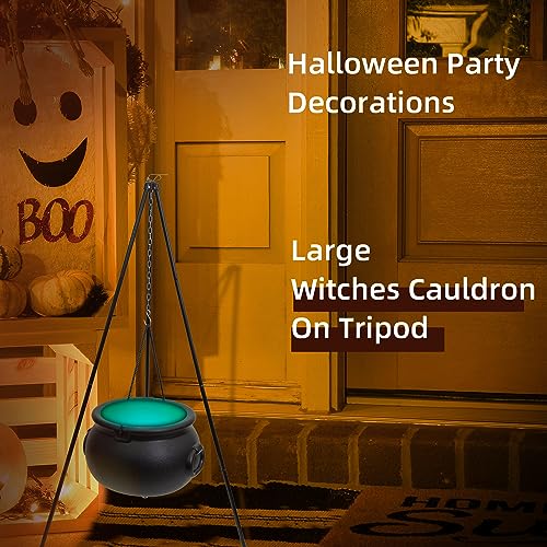 Large Witches Cauldron on Tripod with LED Light Candy Bowl E4761