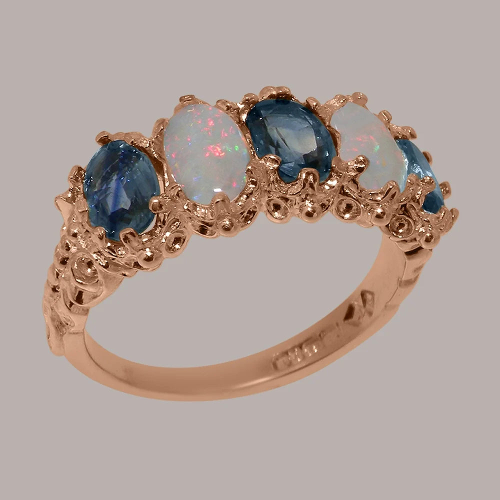 18k Rose Gold Natural Sapphire & Opal Eternity Ring A114842