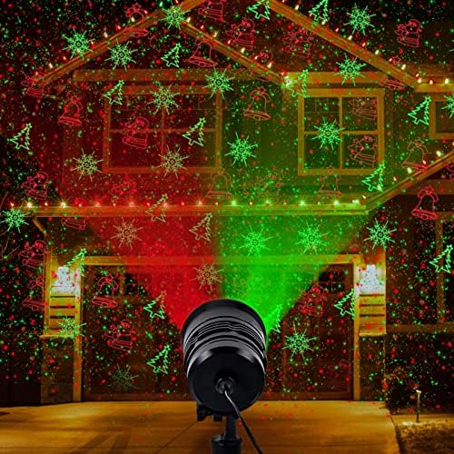 Christmas Projector Lights Outdoor Laser Lights Landscape Spotlight Red and Green Star Shower with Wireless Remote R6393