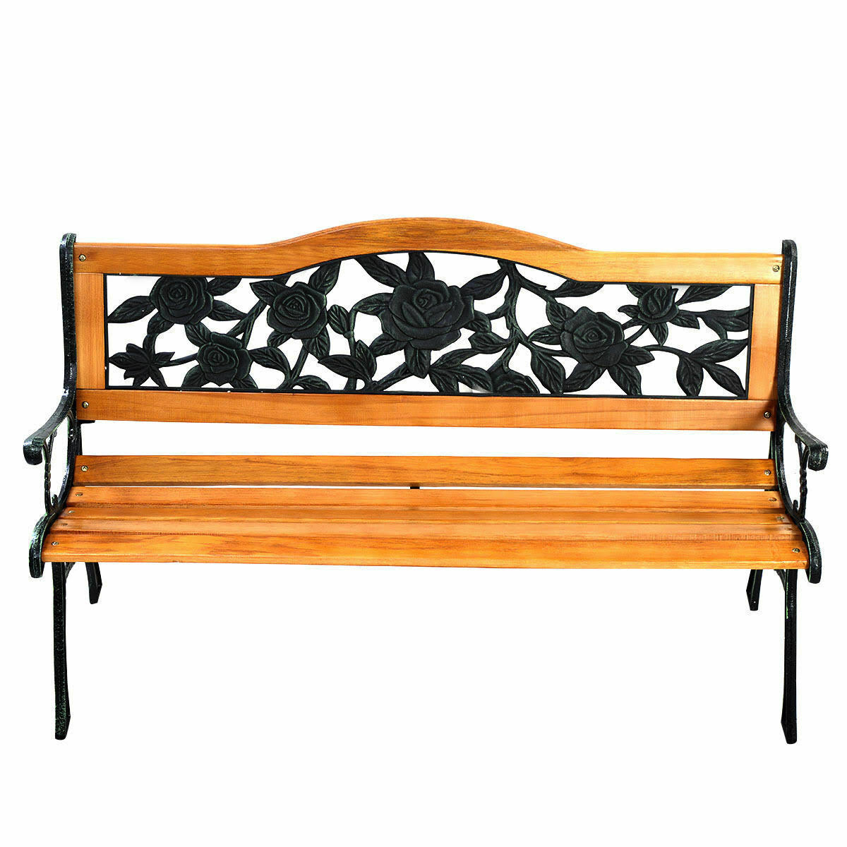 Cast Iron Hardwood Patio Bench L24268