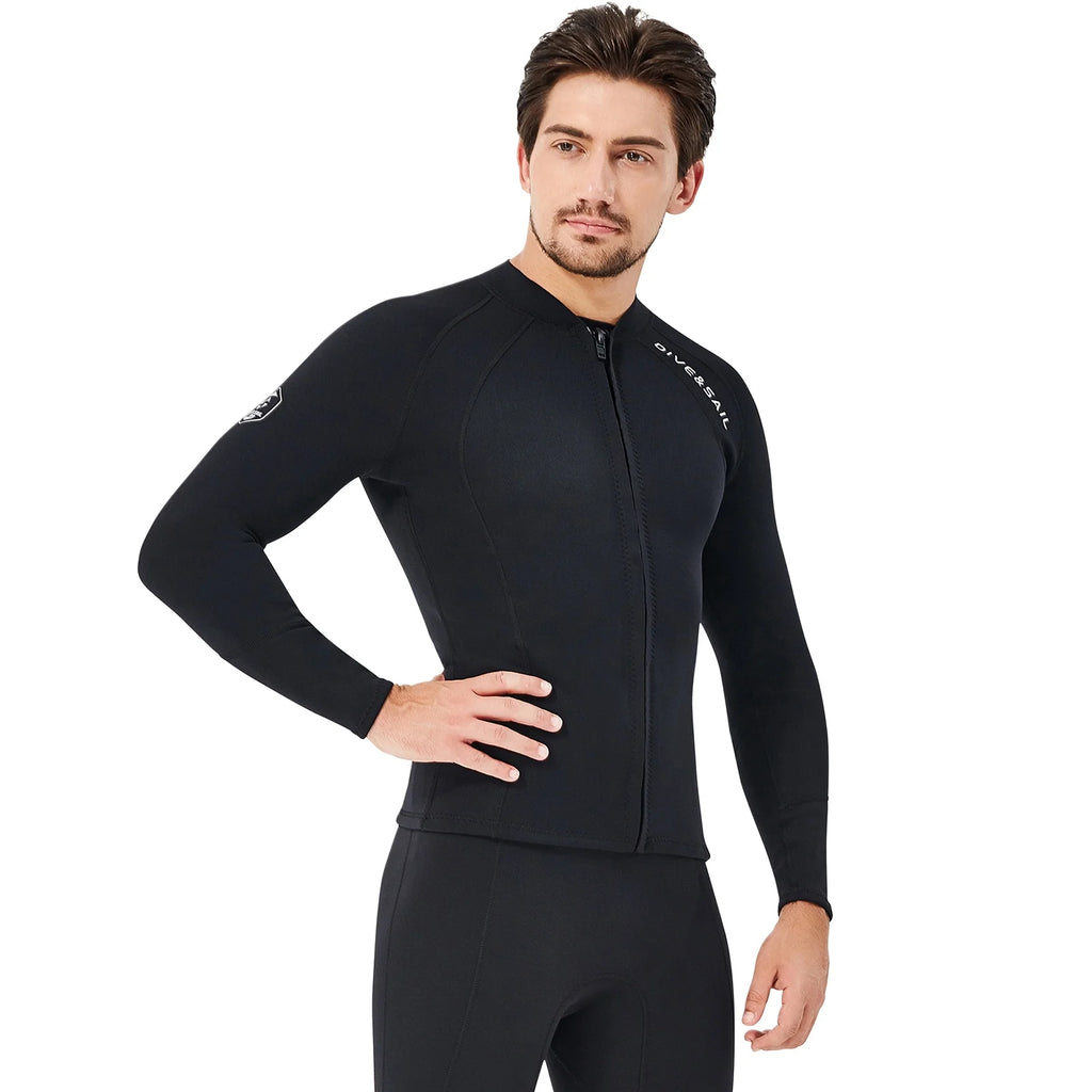 2mm Neoprene Front Zipper Wetsuits Jacket Long Sleeves Y832