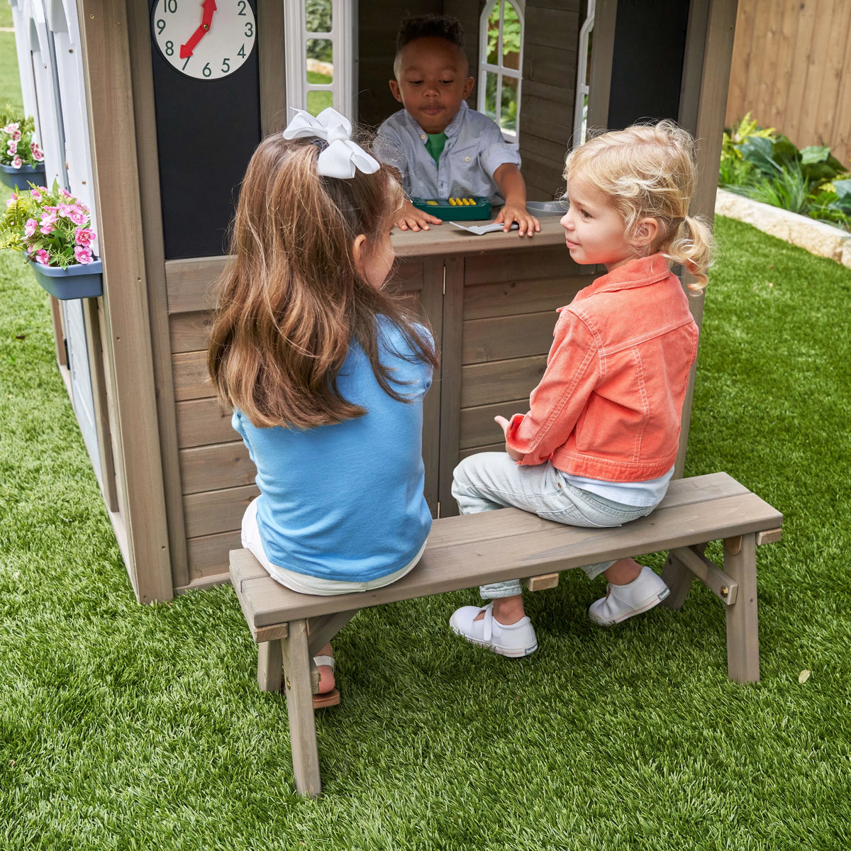Wooden Outdoor Playhouse with Kitchen S227
