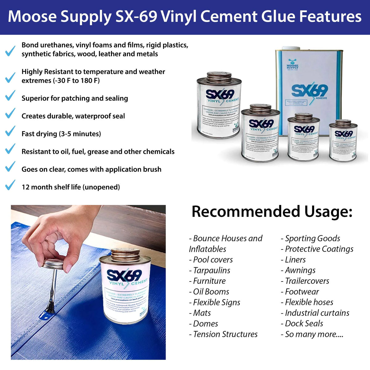 Blue Marble Vinyl Repair Kit with 4oz Glue E65105