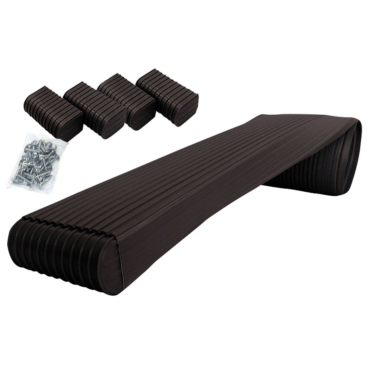 Black Marine Trailer Bunk Wrap Kit with 4 Endcaps & Stainless Hardware P5992