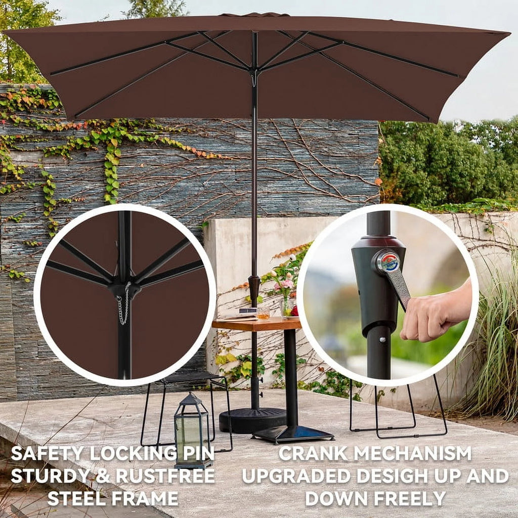 8 x 10 ft Outdoor Rectangular Patio Market Umbrella, Beige E44261
