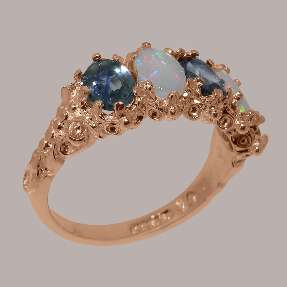 18k Rose Gold Natural Sapphire & Opal Eternity Ring A114842