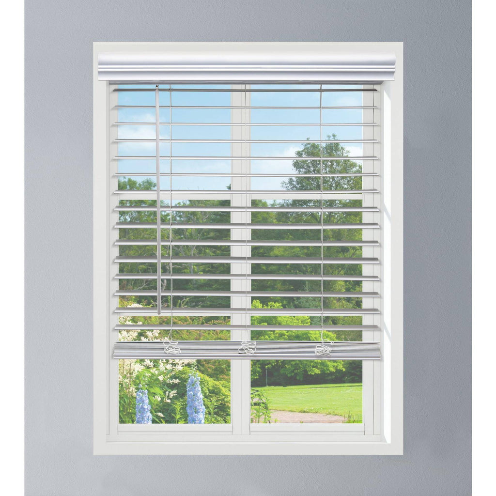 White Faux Wood Cordless Blind A9005