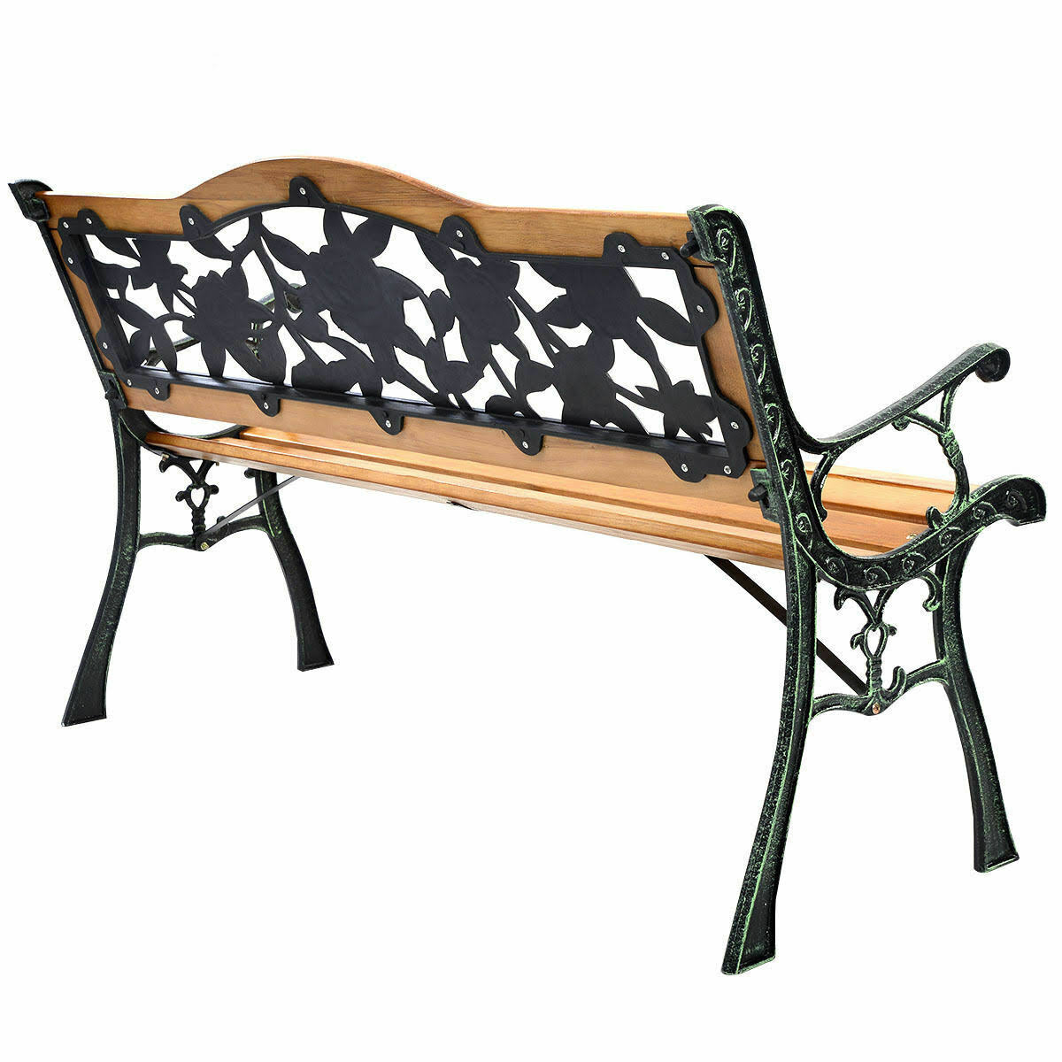 Cast Iron Hardwood Patio Bench L24268