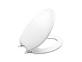 Stucco White Toilet Seat with Brushed Bronze Hinges E202