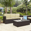 Brown Wicker Patio Sofa with Sand Cushion B345225