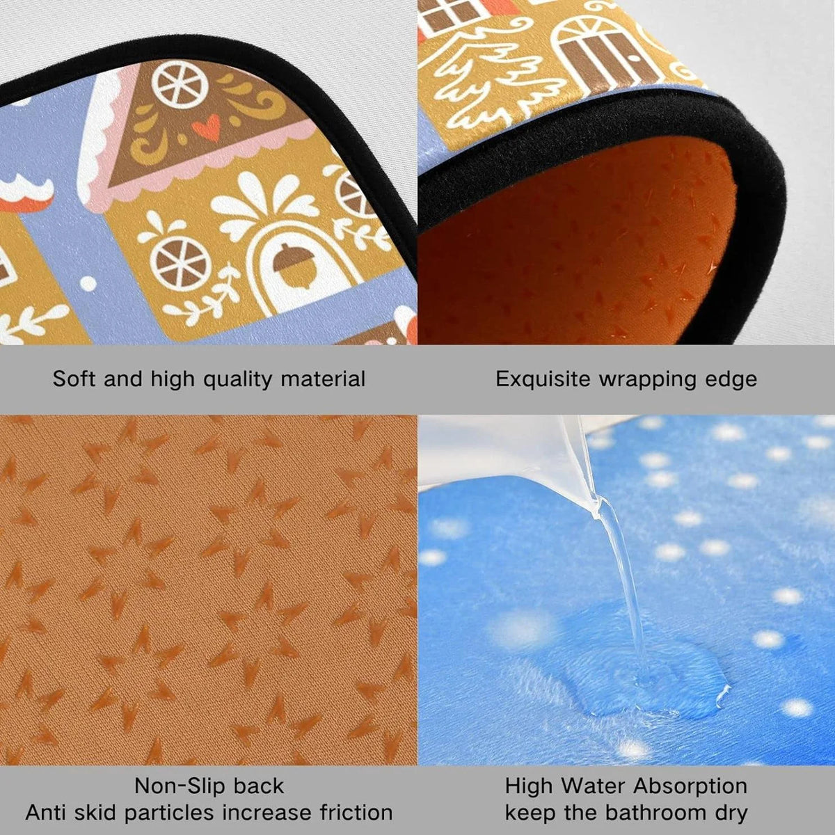 Christmas Cookies Kitchen Mats Set of 2 Non Slip Comfort Mat J249