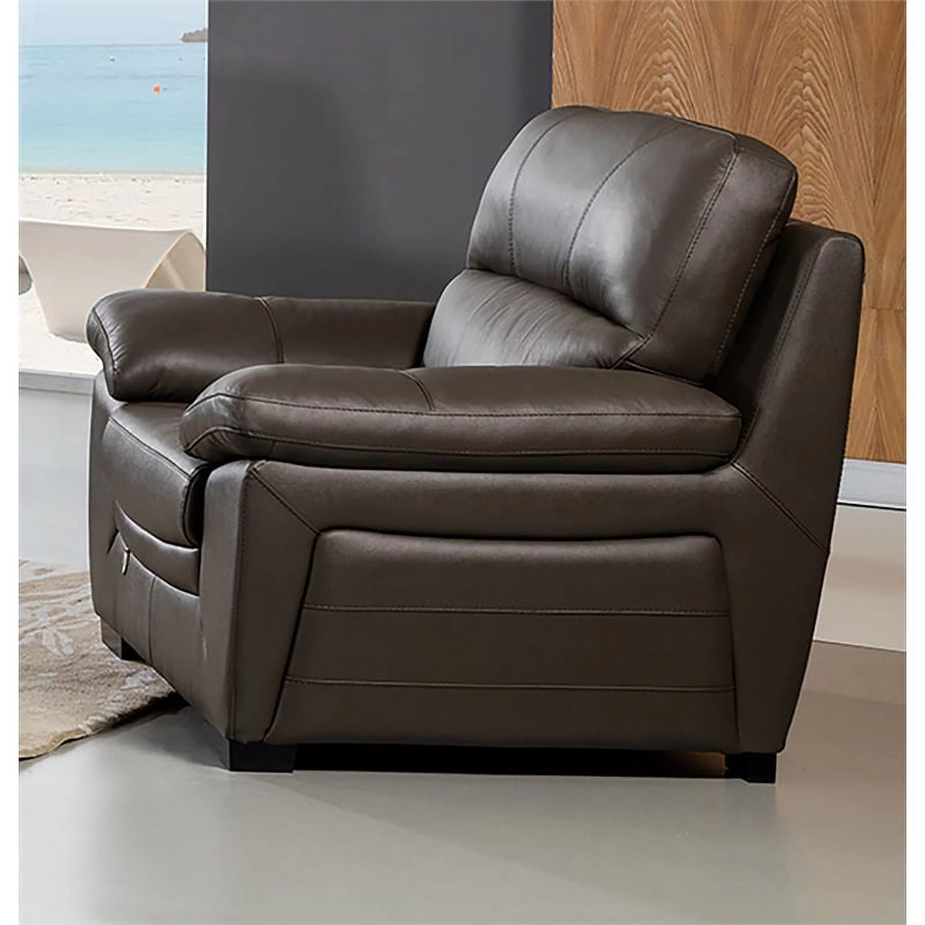 Taupe Brown Italian Leather Chair G4516