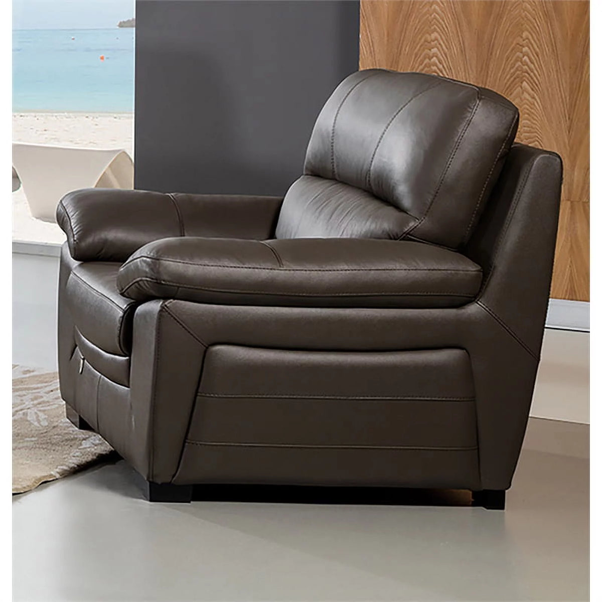 Taupe Brown Italian Leather Chair G4516