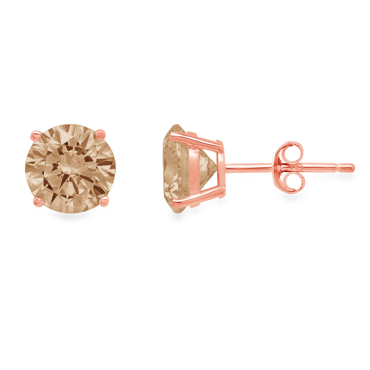 1.0 ct Solitaire Studs Simulated Diamond Solid 18K Rose Gold Earrings P46949