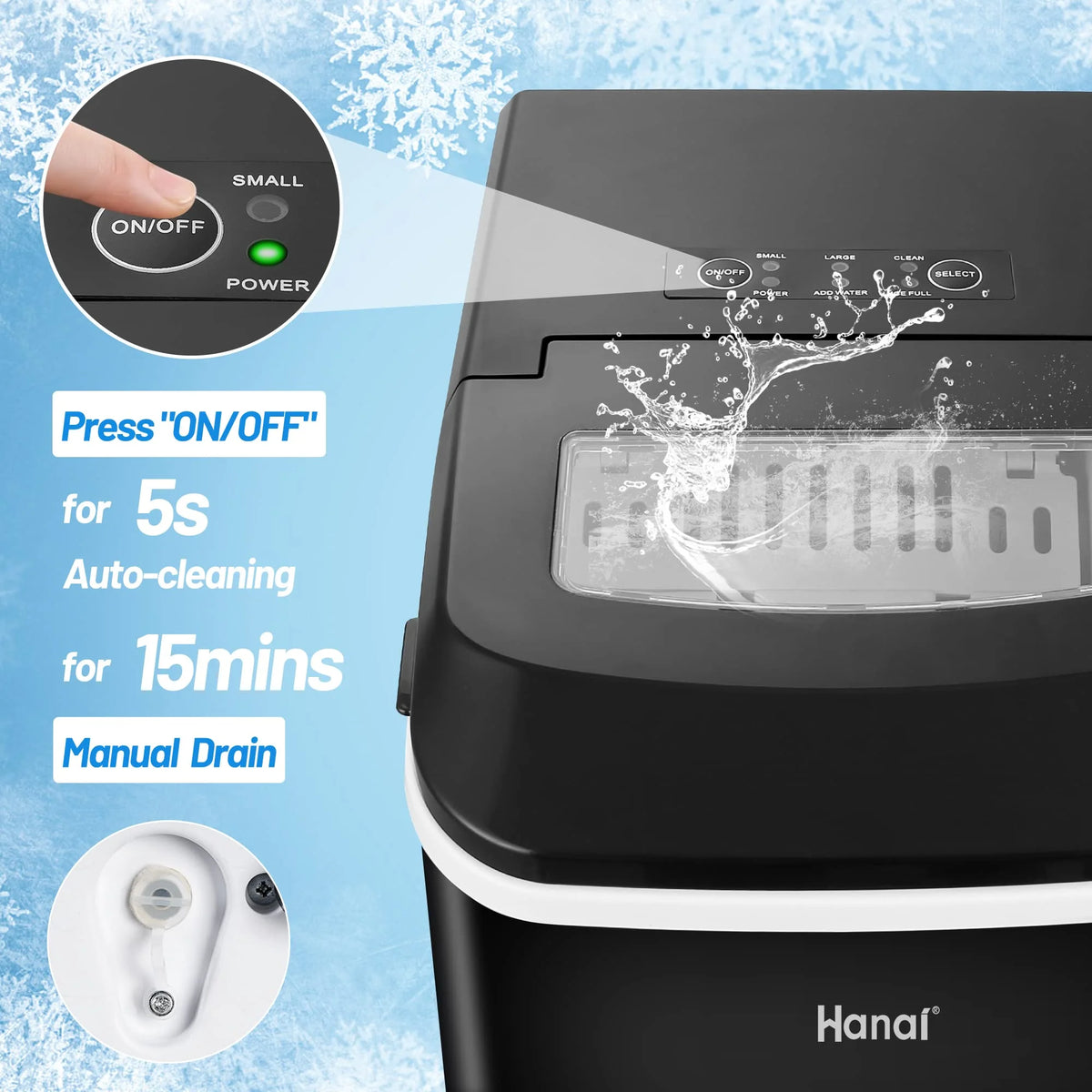 Black Portable Compact Countertop Ice Maker V3321