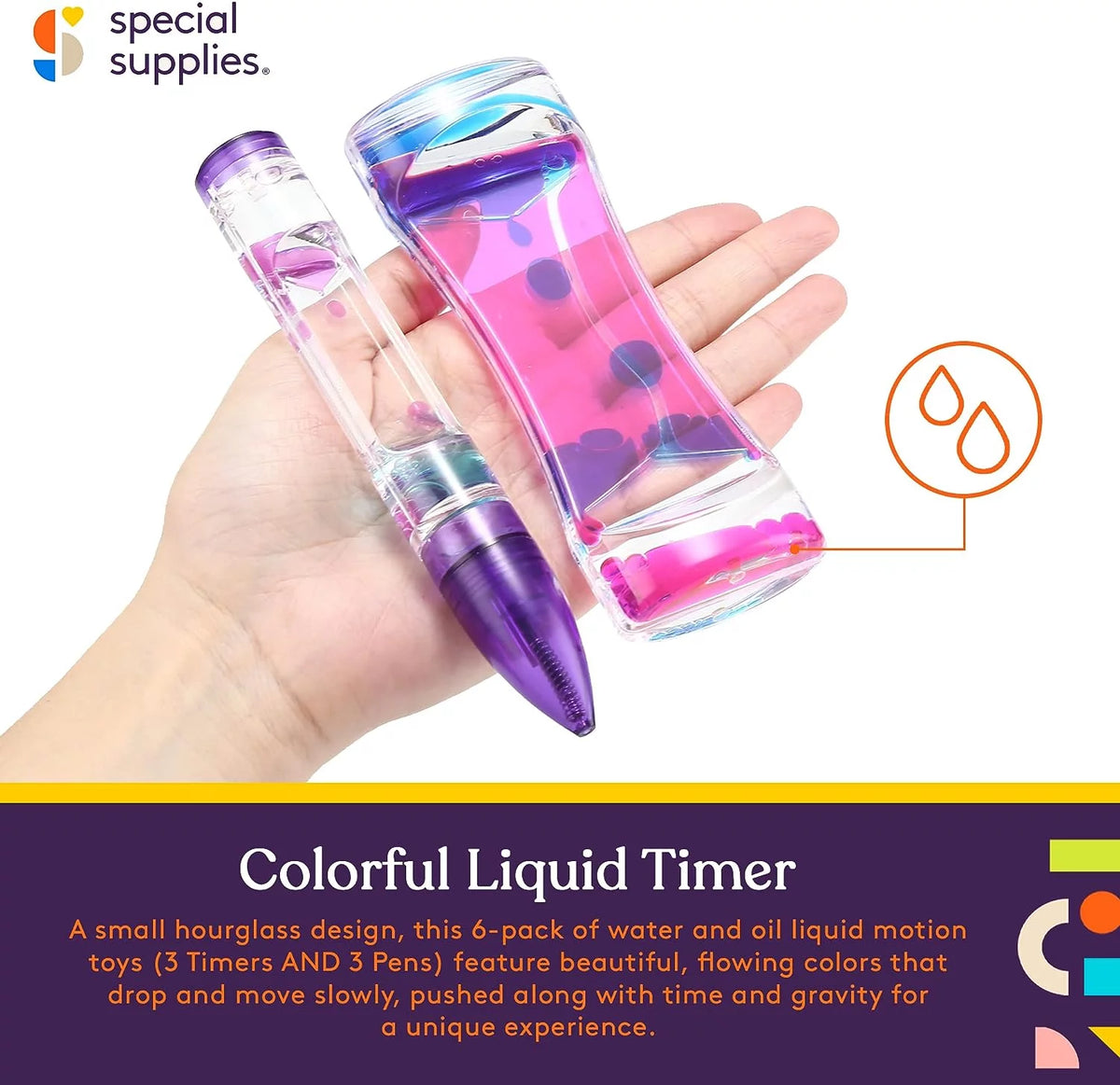 Liquid Motion Bubbler Toy Timer and Pen Combo Set of 6 Z608