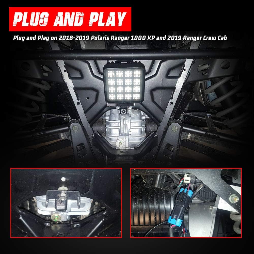 27W LED Backup Light for Polaris Ranger Crew 1000 XP Rear Below Cargo Reverse Flood Light Bar Pack of 2 J7008