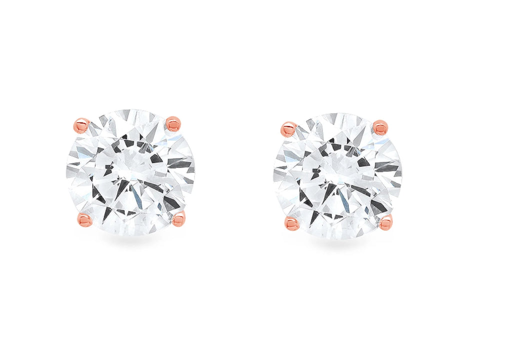 1.0 ct Solitaire Studs Simulated Diamond Solid 18K Rose Gold Earrings P46949