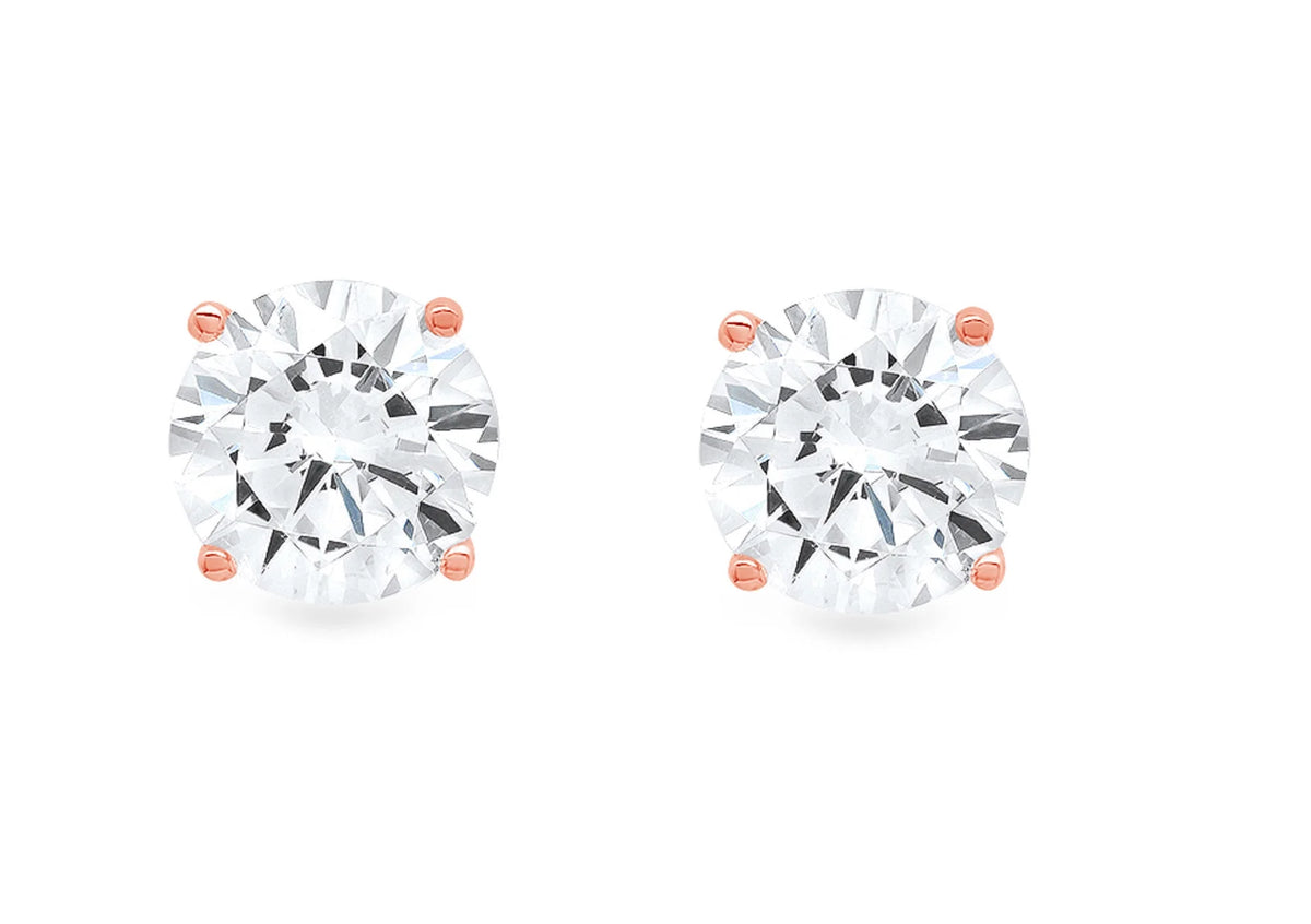 1.0 ct Solitaire Studs Simulated Diamond Solid 18K Rose Gold Earrings P46949