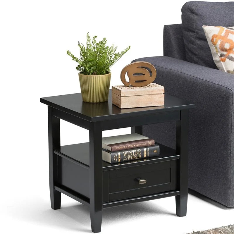 Black 2-Piece Wood End Side Table Set S939