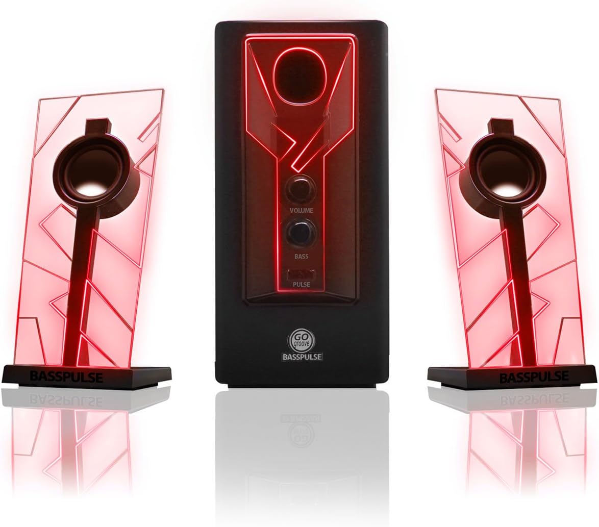 2.1 Computer Speakers with Green LED Glow Lights and Powered Subwoofer K52670