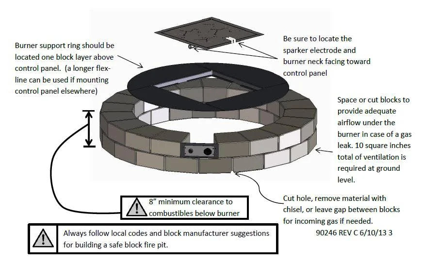 38x22 Round DIY Gas Fire Pit Y328126