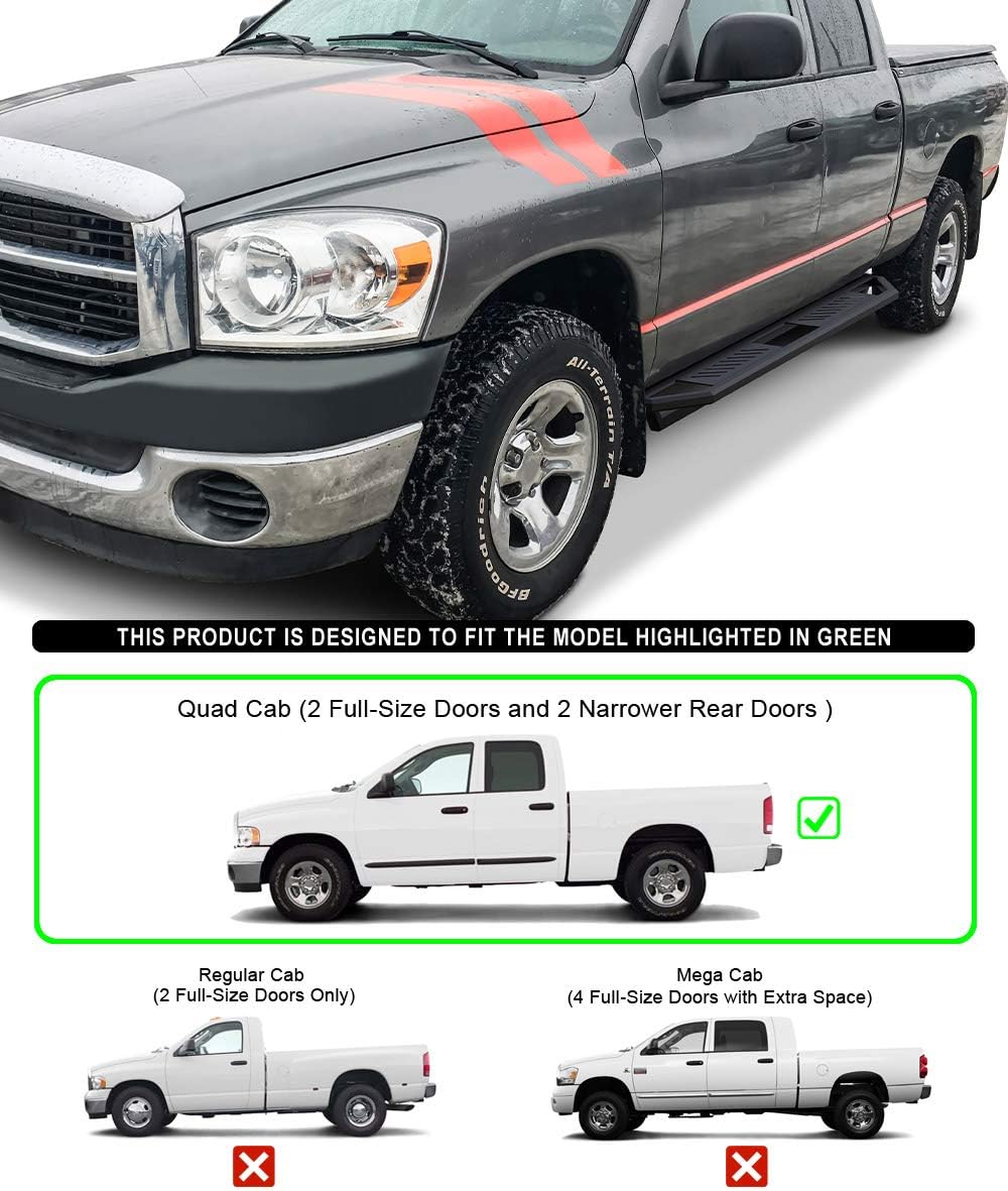 Aluminum Side Steps Nerf Bars for Dodge Ram 1500 Quad Cab 2002-2008 A41024