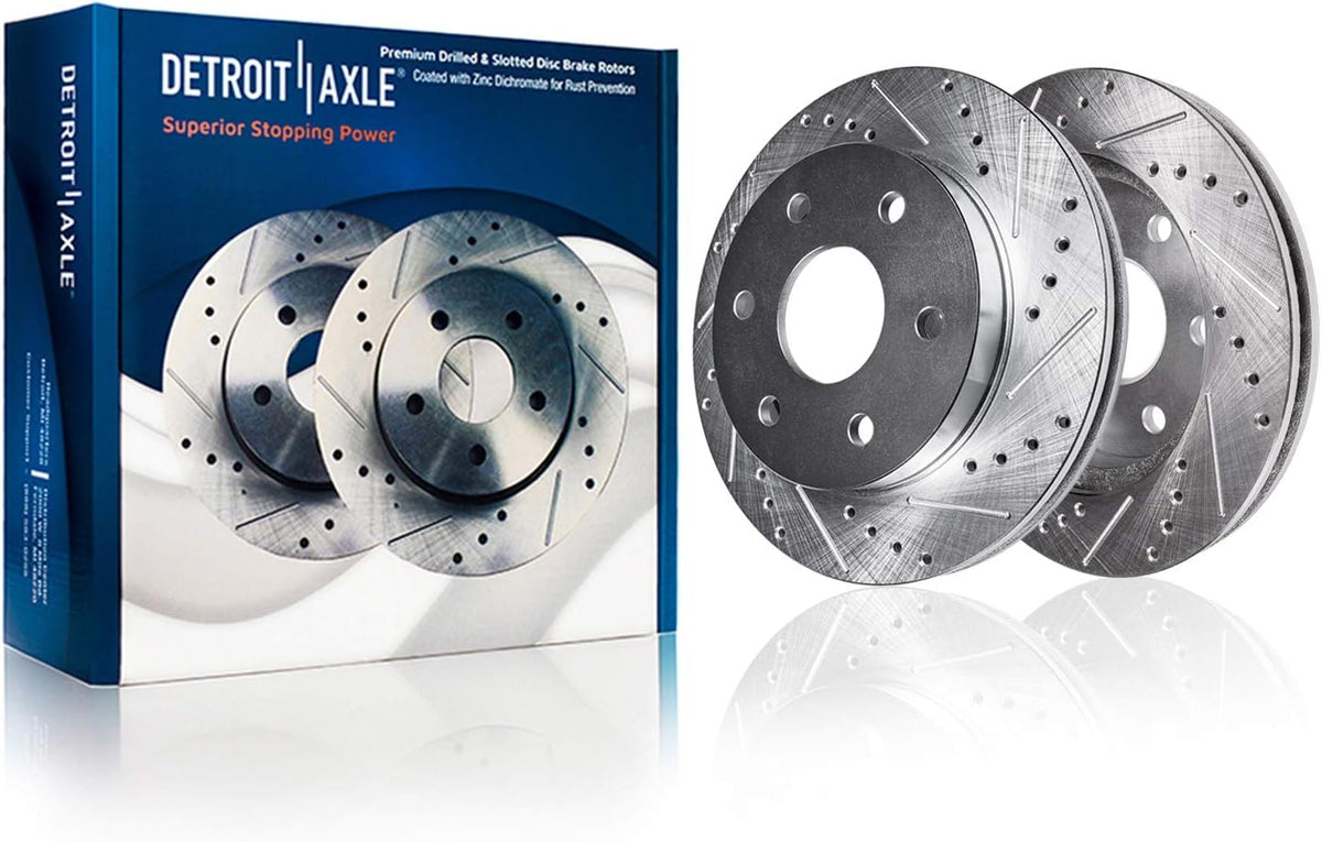 12.99" Front & Rear Drilled Slotted Rotors w/Brake Pads H1860